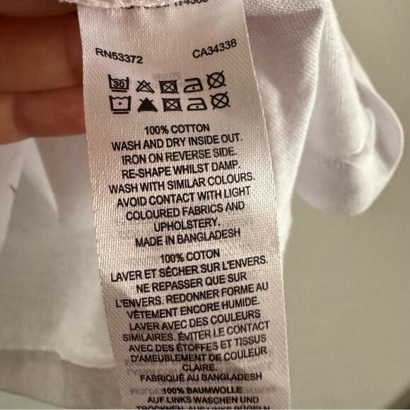 French Connection White Black Bull Embroidered Short Sleeve Crew Neck Tee sz L - Picture 5 of 5